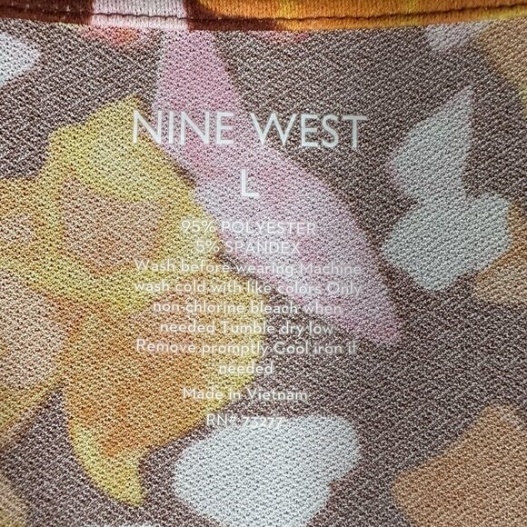 Nine West Dress Womens Large Floral V-Neck Short Sleeve Belted Wrap NWT - Picture 8 of 13